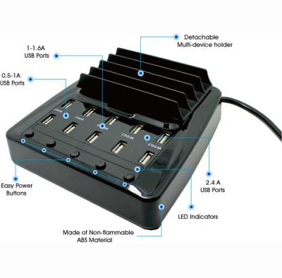 China 10-Port Family-Sized Wall Charger Multi Port USB Charger Portable for sale