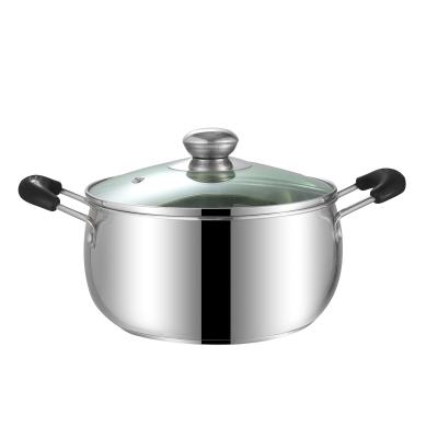 China Stocked Stock Pots Stainless Steel Cookware With Cover Soup Pot Cooking Pot Stainless Steel With Double Handles for sale