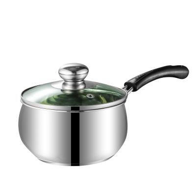 China Milk Pan Cookware Professional With Long Handle Kitchen Saucepan Stainless Steel Sauce Pot Stocked Small for sale