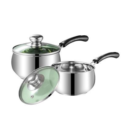 China New Arrival Stainless Steel Milk Pot Sauce Pan Soup Pot With Glass Stocked Boiling Lid For Cooking for sale