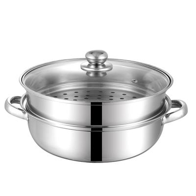 China Viable Double Layer 28cm Stainless Steel Steaming Pot Pot Steamer Running Pot With Glass Lid for sale