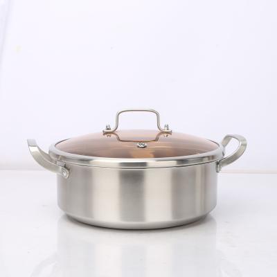 China Stocked Thickened Stock Pot With Steamer Split Hot Pot 304 Stainless Steel Steamer Pot With Glass Lid for sale