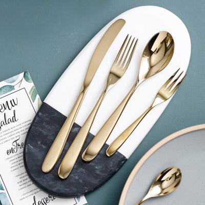 China New Arrival Stocked 304 Stainless Steel Spoon Knife Set Gold Cutlery Set Professional Fork and Knife For Sale for sale