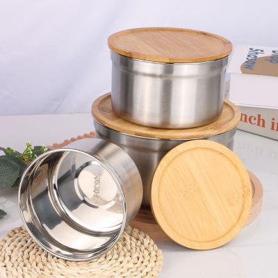 China Food Storage Container Bamboo Air Tight Freshness Keeping Lid Stainless Steel Lunch Box Cool Lunch Box For Kids Adults for sale