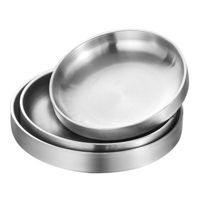 China Good quality 304 stainless steel dinner plate serving tray viable metal plate for sale