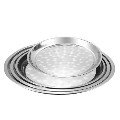 China Sustainable Wholesale Dishes And Round Stainless Steel Tray Round Dinner Plate Food Dishes for sale