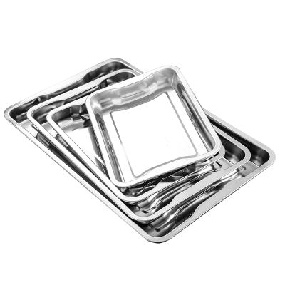 China Kitchen and Hotel Serving / Dinner Serving Trays Stainless Steel Large Food Buffet Serving Tray Baking Tray Dinner Plate for sale