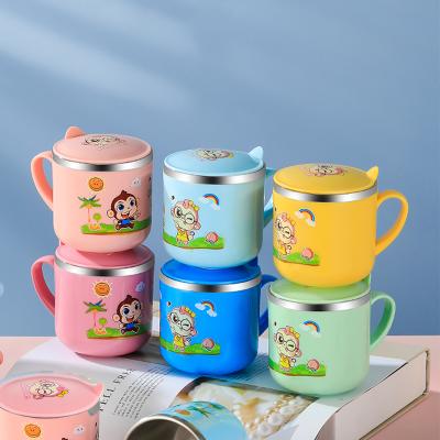 China 220ml Stainless Steel Tumbler Baby Drinking Cup Kids Mugs Sustainable Drinking Mug With Cartoon Pattern For Children for sale