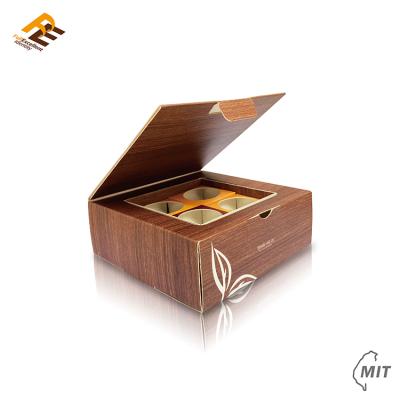 China Taiwan Recyclable Wooden Figure Printed Folding Tea Paper Packaging Gift Box With Compartments Insert for sale