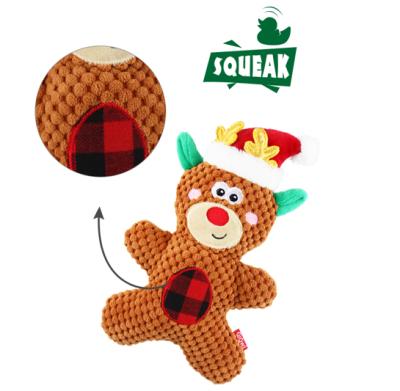 China Sustainable Wholesale High Quality Dumbbell Push To Mutedog Toy Set Custom Dog Plush Christmas Toy for sale