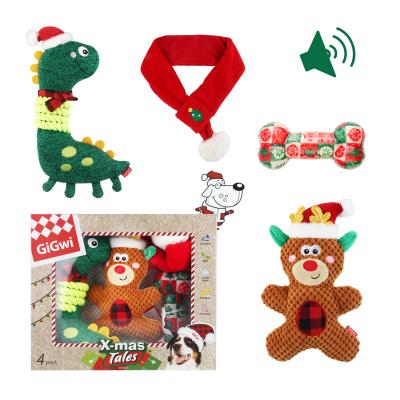 China 2021 Viable Christmas Dog Toy Gift Box Dog Toy Set Gigwi weihnachten le bas de navidad de noel for sale