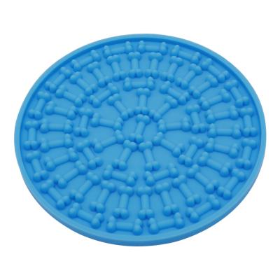 China Sustainable Silicone Bone Shape Dog Lick Mat For Dog Bathing Grooming Feeder Pet Training Slow Bowl for sale