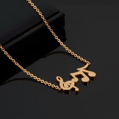 China Cute Personalize Custom Chain Music Jewelry Women's Stainless Steel Gold Color Pendant Necklaces for sale