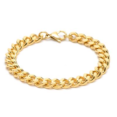 China Stainless Steel Professional 18K Gold Hiphop Supply Miami Cuban Link Chain Bracelet For Women Man for sale