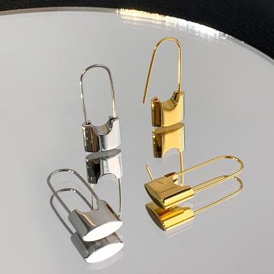 China New fashion minimalist fashion instagram small creative design lock earrings fashion street jewelry for sale