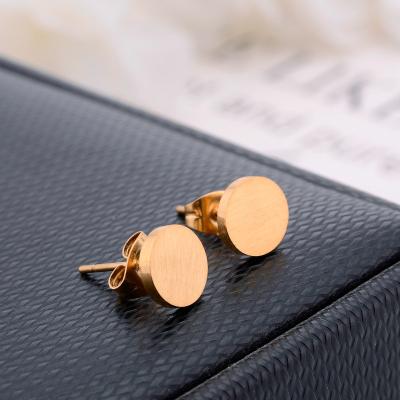 China 2021Simplicity Cute Circular Stainless Steel Geometry Gold Plated Stud Earrings for sale