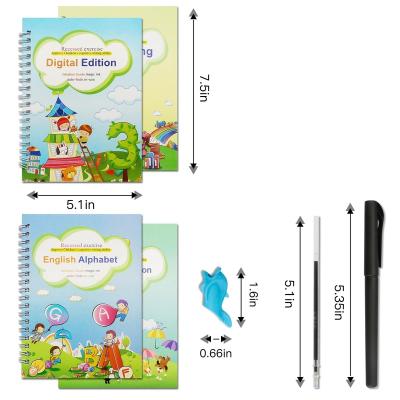 China Promotion Reusable Alphabet Math Number Handwriting Drawing Calligraphy Dipped Magic Practice Notebook for sale