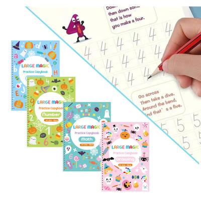 China Reusable Halloween Gifts Halloween Alphabet Math Number Handwriting Drawing Calligraphy Dipped Magic Practice Notebook for sale