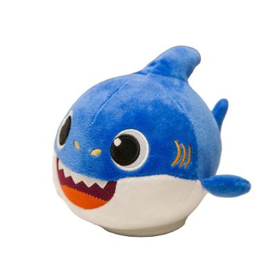 China Rotating Working Music Shark Plush Baby Singing Shark Plush Toy Recording Plush Audio Electric Shark Light for sale