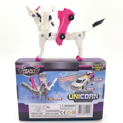 China New Cool Plastic Transformation Car Toys Baby Children Perform Transformation Unicorn Toys for sale