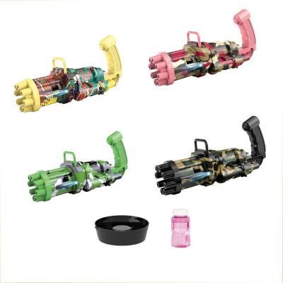 China Amazon Hot Sale Plastic Summer Outdoor Toys Kids Bubble Gun 8 Holes Gatling Bubble Gun Toys for sale