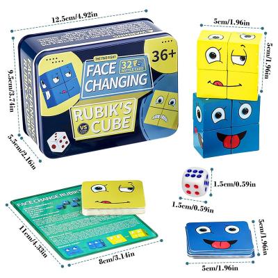 China 2 Person Game Face Changing Cube Building Blocks For Kids Jigsaw Funny Toy Educational Game Jigsaw Puzzle Toys Colorful Expression for sale