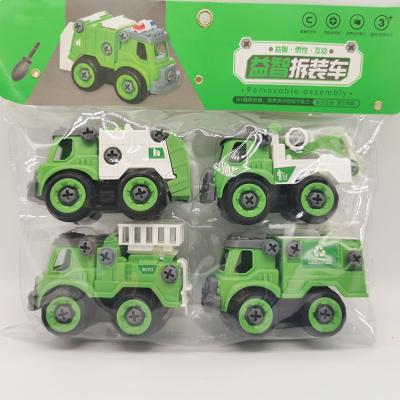 China Funny Educational Toy DIY Diecast Toy Vehicles 4 Pcs Of 1 Unit Model Truck for sale