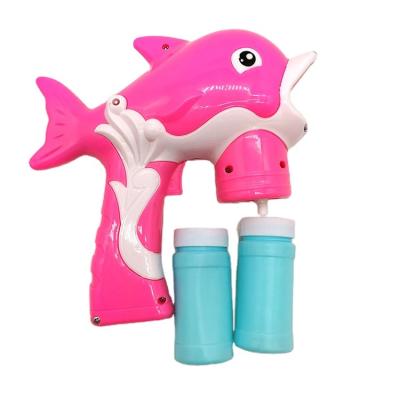 China Blowing Bubbles Toy Outdoor Summer Light Bubble Gun For Children Automatic Bubble Machine Cartoon Dolphin Electric Plastic Bubble Toys for sale