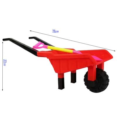 China Plastic Car Kids Trolley One Wheel Wheelbarrow Rolling Toys With Shovel For Children Made In China for sale