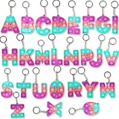 China Key Chain A-Z Silicon Numbers Poping Game Sound Push Bubble Worry Busy Game Toy for sale