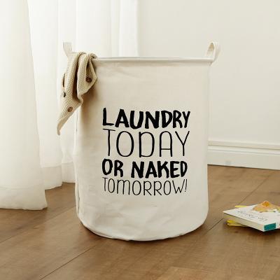 China Newest Vintage Fashinable Vintage Family Retro Home Nordic Printing Linen Cotton Linen Dirty Laundry Hamper With Handles for sale