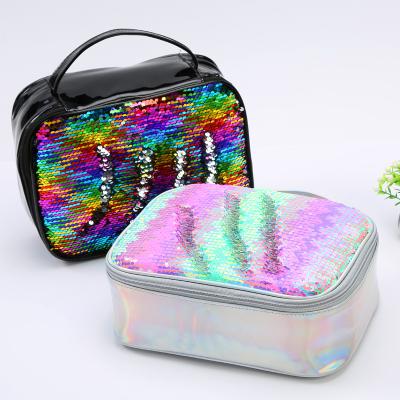 China Wholesale Waterproof Glitter Waterproof Children's Lunch Sequin Aluminum Foil Student Cooler Portable Cool-Keeping Flat Insulated Bag For Kids for sale