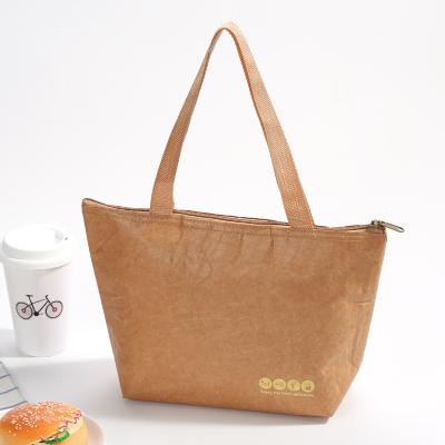 China Waterproof Cheap Food Vegetable Drinks Cooler Paper Cooler Waterproof Tyvek Cooler Waterproof School Student Tote Fruit Hand Lunch Bag for sale