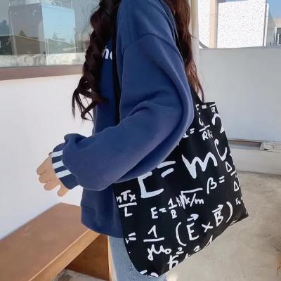 China Reusable Ladies Fashion Large Capacity Female Korean Shoulder Cross - Body Formula Bag Cotton Canvas Relativistic Tote Bag With Logo for sale