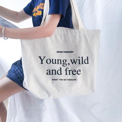 China Reusable Custom Logo Women Ladies Large Capacity Printed Female Korean Full Cross - Body Tote Muslin Cotton Canvas Bag Custom Logo for sale