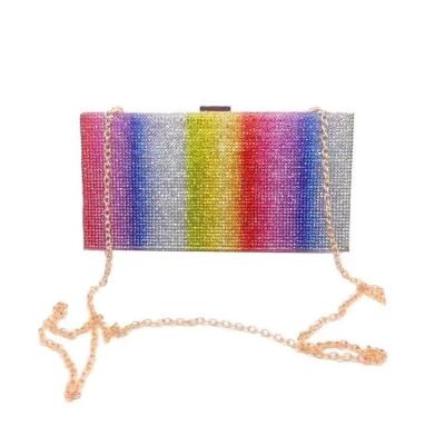 China Rainbow Crystal Purse Party Dinner Clutch Evening Clutch Bag muyer bolso de noche Women Fashoion Rhinestone Fancy Female Elegant Ladies Retro for sale