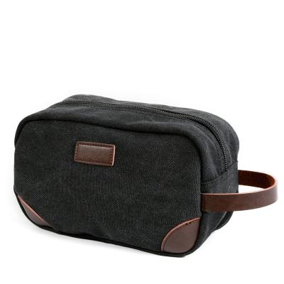 China 2022 fashion eco vintage waterproof men ladies waxed mini small canvas beauty handbag wash shower toiletry makeup travel cosmetic bag for sale