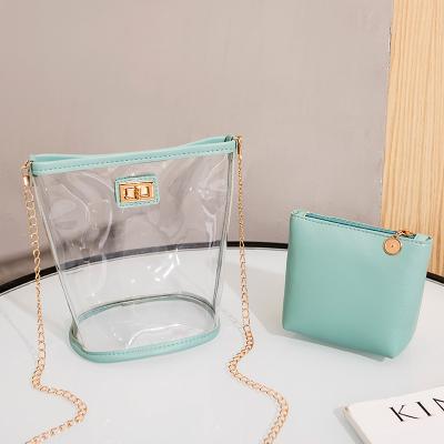 China Fashoion Summer Beach Large Capacity Transparent Clear PVC Mommy and Me Bolsa bolso de mano Luxury Shoulder Bucket Handbags For Women for sale