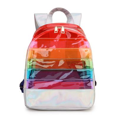 China Waterproof Women Ladies Men Fashion Fashion Waterproof School Bag Summer Clear Waterproof Backpack Transparent Rainbow Schoolbag Rucksack for sale