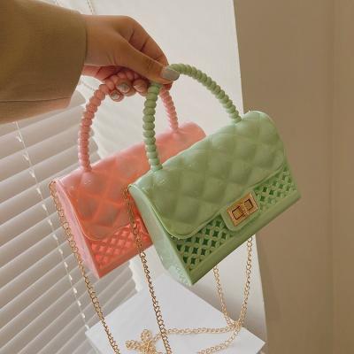 China 2022 Cute Fashion Modern Jelly Purses Bolsa bolso de mano de muyer Fashoion Women Ladies PVC Vintage Style Shoulder Chain Bag Candy Handbag for sale