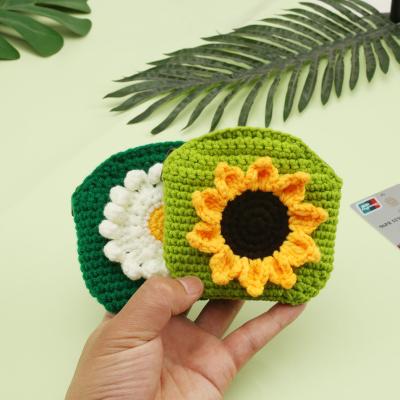 China Fashoion Cute Flower Boys Girls Fashionable Cartoon Kids Small Mini Crocheting Wallet Knitted Children Card Cute Custom Doorstep Coin Purse for sale