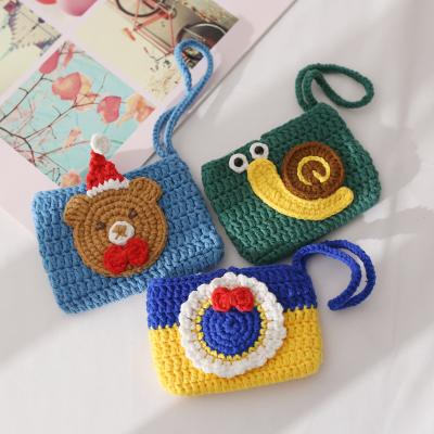 China Fashoion Fantasy Cartoon Kids Boys Girls Small Mini Crocheting Kids Card Holder Wallet Cute Luxury Square Knitted Coin Purse Bag for sale