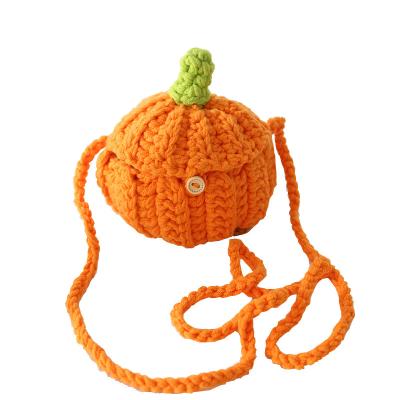 China Fashoion Cute Cartoon Sling Cross Small Mini - Body Shoulder Pumpkin Knitting Woven Yarn Children's Cute Candy Bag Kids Coin Purse Pouch for sale