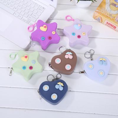 China Heart-Shaped Coin Purse Set Silicone Coin Wallet Bag Mini Money Ladies Children Fashoion Change Purse Lady Cartoon Cute Hanging Star for sale