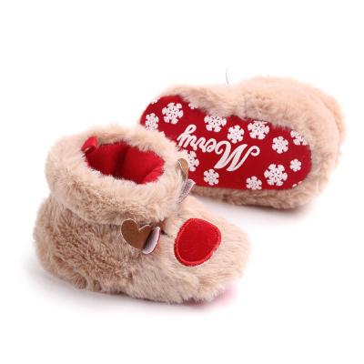 China Wholesale Warm Thermal Plush Fur Slippers Indoor Home Bedroom Toddler Girls Deodorization Christmas Deer Autumn Winter Baby Shoes For Kids for sale