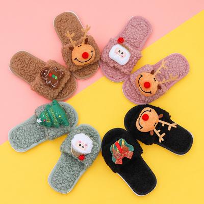 China Furry Warm Baby Shoes Slippers Slides Winter Fur Sandals Christmas Women Ladies Parenting Kids Children Baby Boys Deodorization for sale