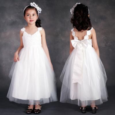 China Wholesale Luxury Washable Luxury Blue White Blue Tutu Kids Full Lace Princess Flower Girl Wedding Dress Fashion Formal Dress for sale