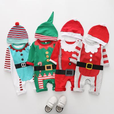 China New Year Substantial Eco-friendly Washable Breathable Merry Christmas Santa Claus Kids Clothing Suit Cotton Onesie Long Sleeves Babies Pajamas Toddlers Baby Romper With Hat for sale