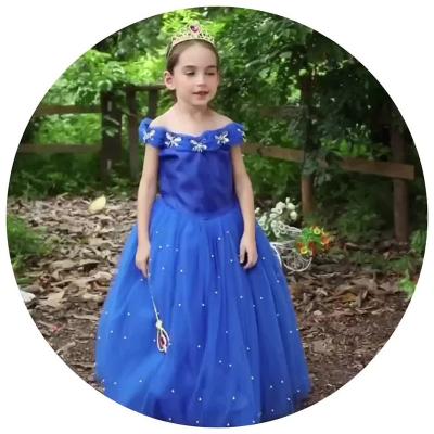 China 2021 Children Washable Off Shoulder Summer Princess Girls Suit Formal Dress Gowns Children Wear Dresses For Girls Children for sale