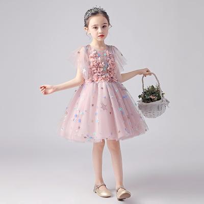 China Washable costume full dance flower dress3D ruffles lace up party wedding bridesmaid birthday formal dress evening dress for kids girls for sale